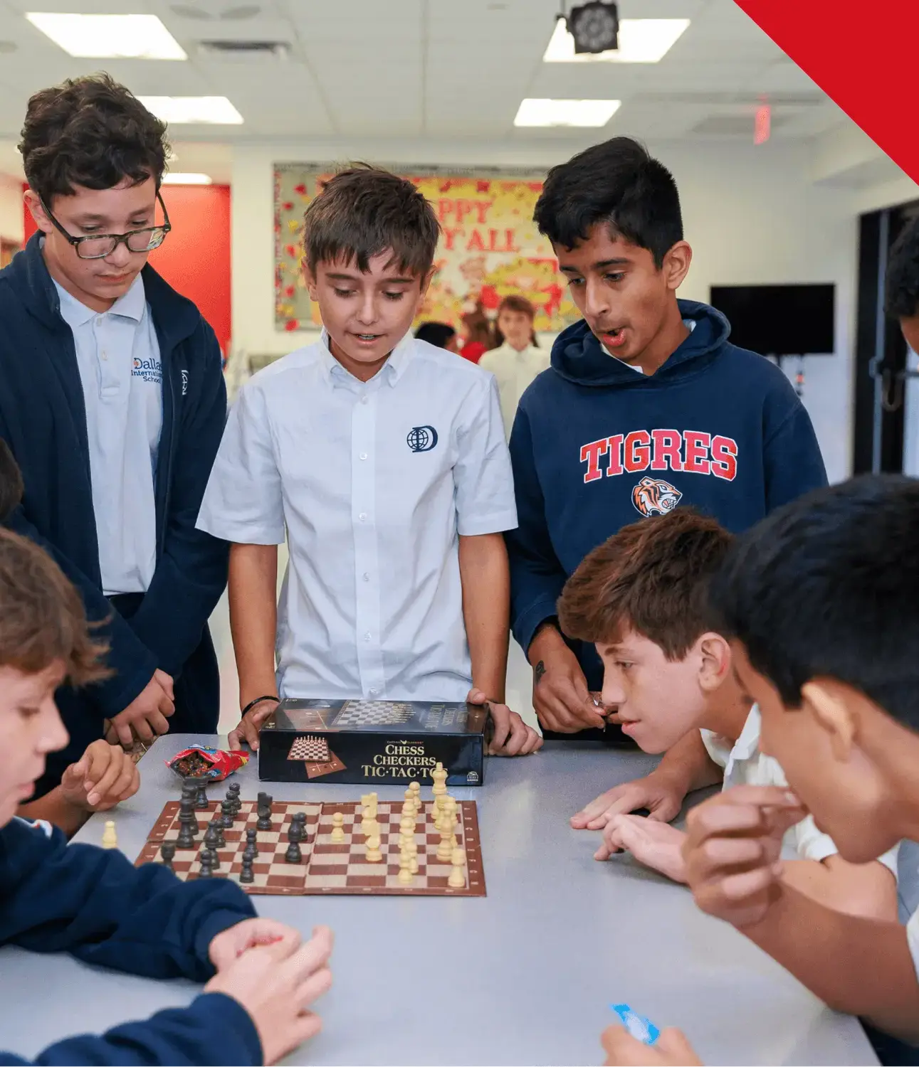 DIS Middle School students playing chess.