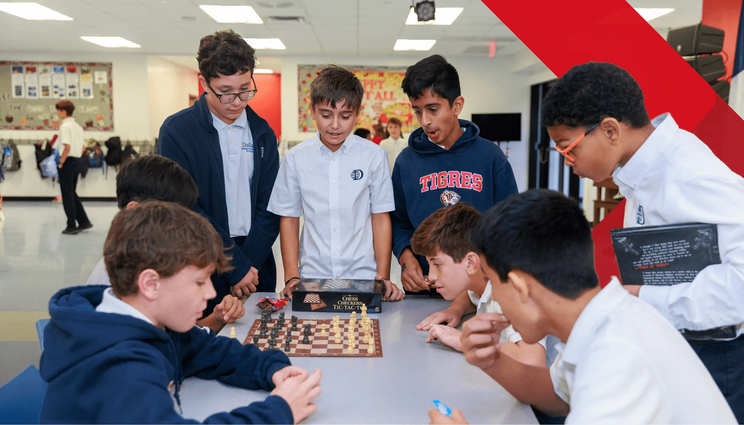 DIS Middle School students playing chess.