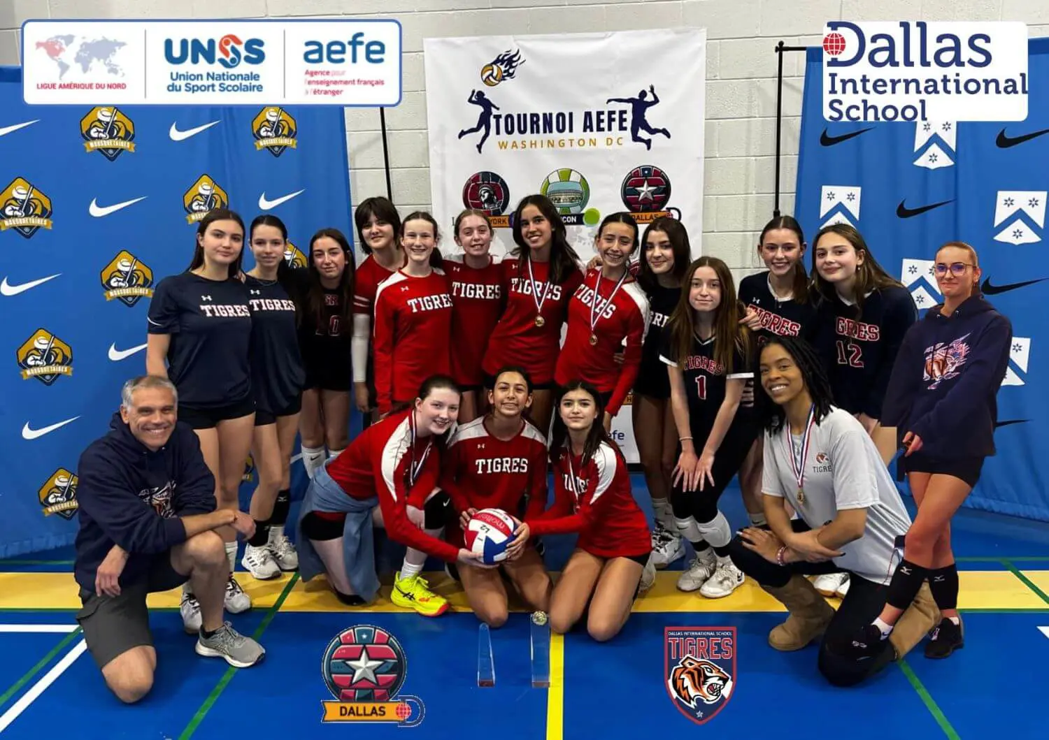 DIS Volleyball team in Washington DC competing against other French Language Schools in a national competition.